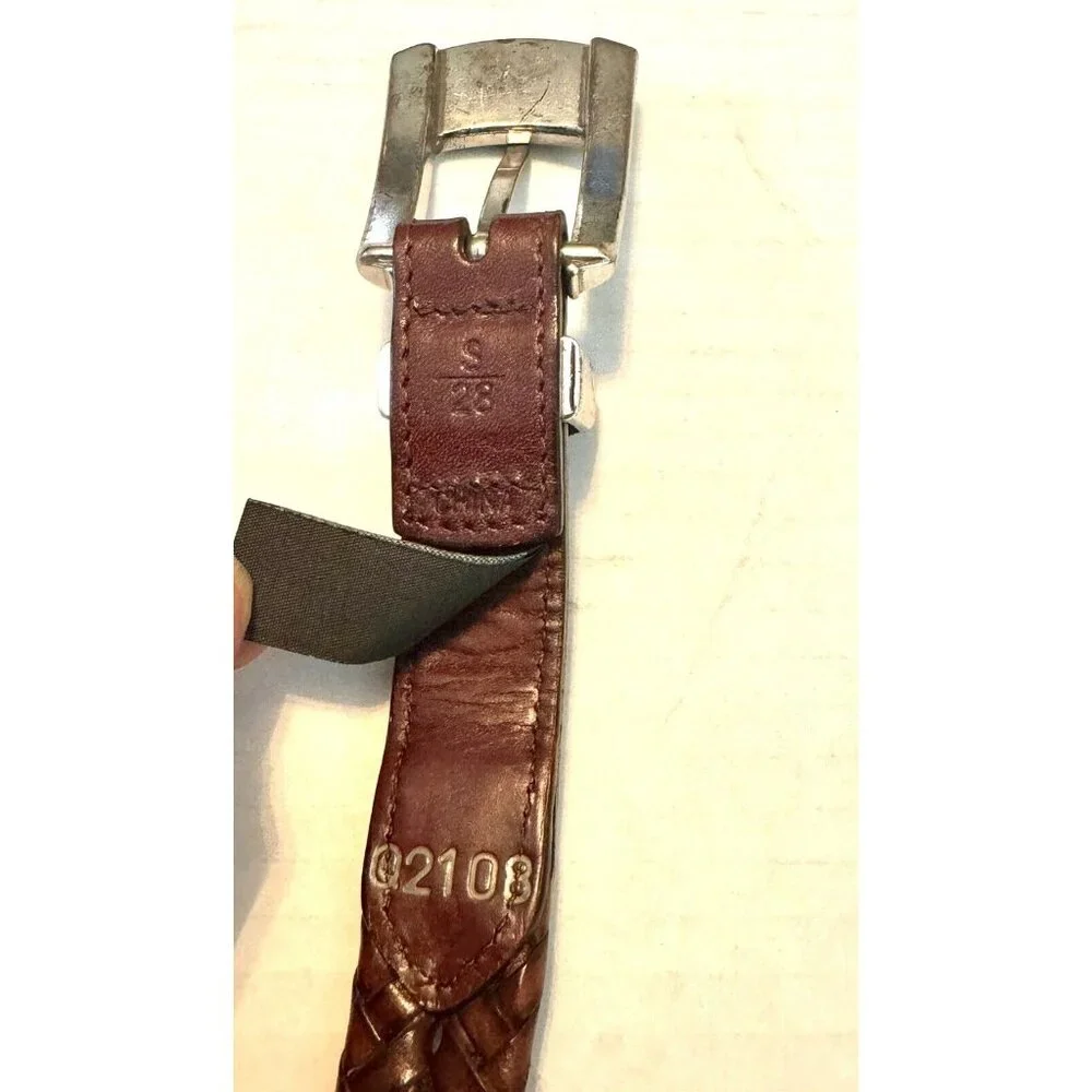 Brighton Brown Woven Leather with Silver Conchos Women’s Belt 28 / S Western